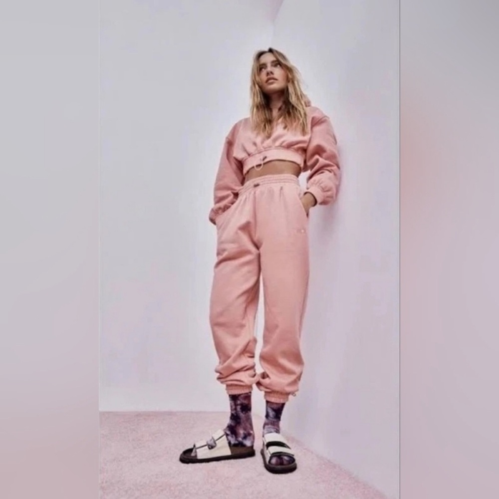 NWT For Love & Lemons Josie Cropped Hoodie Sweatshirt – Pink - Picture 2 of 7